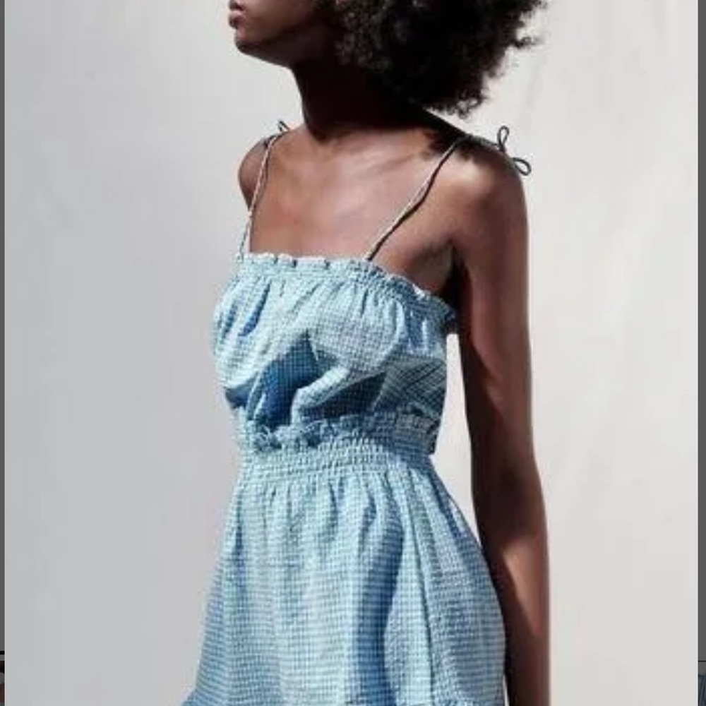 Zara Baby Blue Gingham Jumpsuit